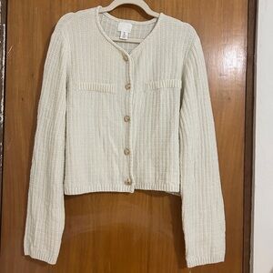HM Cream Cropped Cardigan Sweater